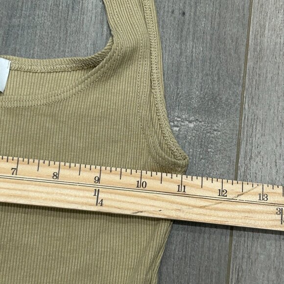 LNA Clothing Pale Khaki Ribbed Scoop Neck Stretch Rayon Spandex Tank Top Size S - Picture 3 of 7